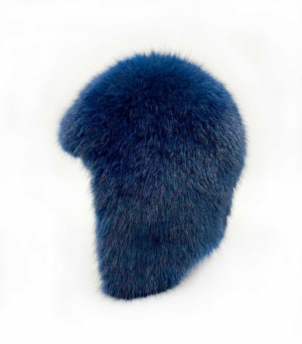Шапка Каре из экособоля, Синий
